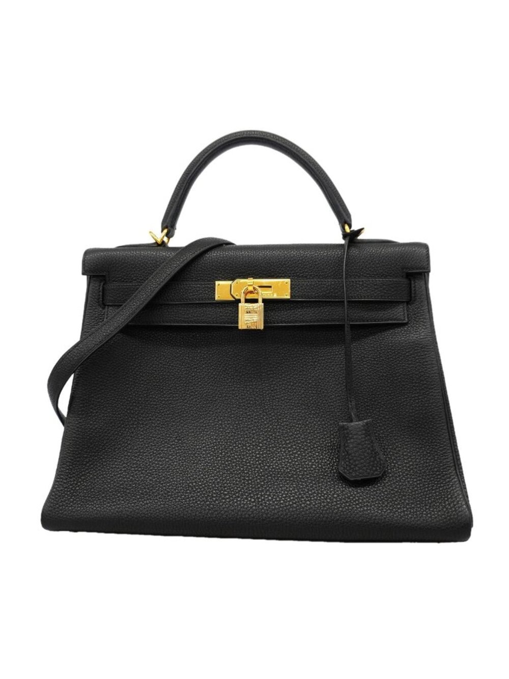 Hermes Handbag Kelly 32 Togo Black Gold 2-Way Bag